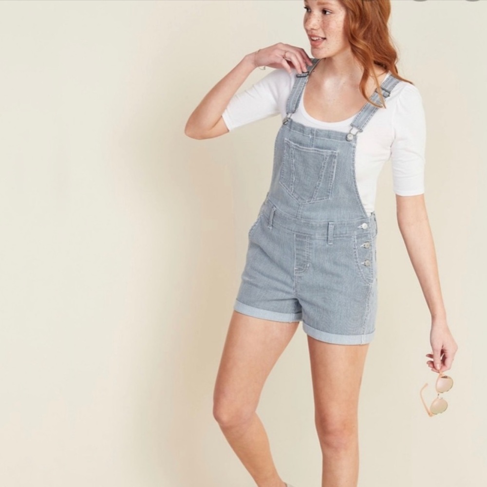 Old Navy Striped Denim Overalls size XS